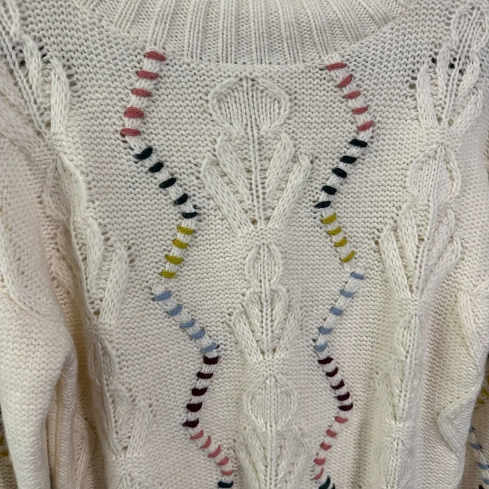 Coldwater Creek Cream Crew Neck Sweater with Decorative Details small - Picture 2 of 7